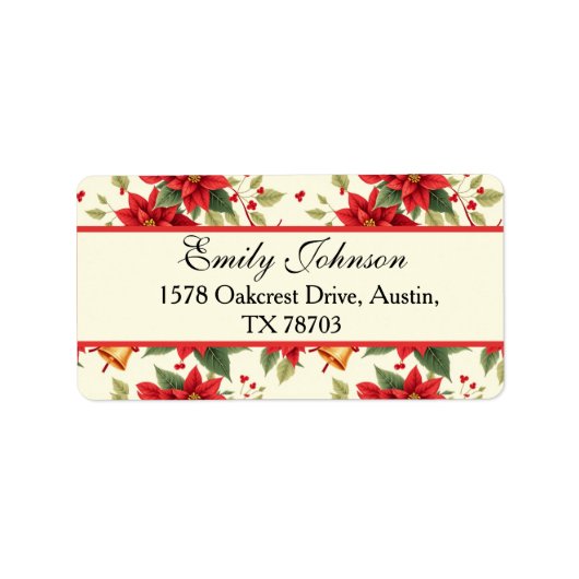 Personalized Retro Christmas Floral Stationery ラベル (正面)