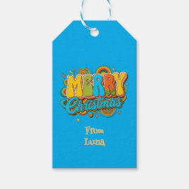 Personalized Retro Christmas Groovy Name  ギフトタグ