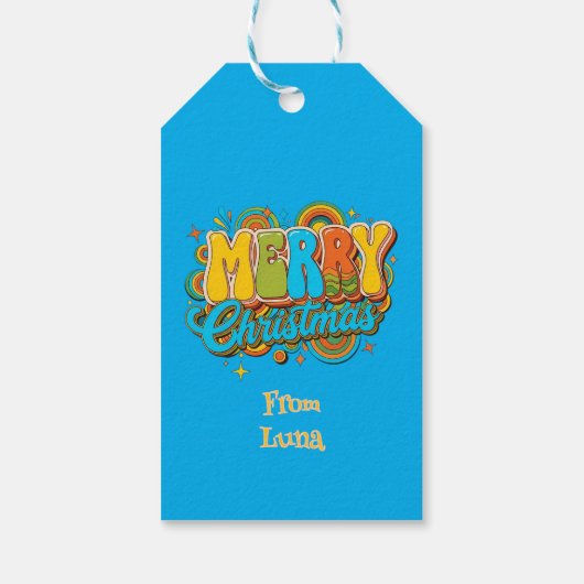 Personalized Retro Christmas Groovy Name  ギフトタグ (裏面)