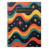 Personalized Retro Cosmic Waves Notebook ノートブック (正面)