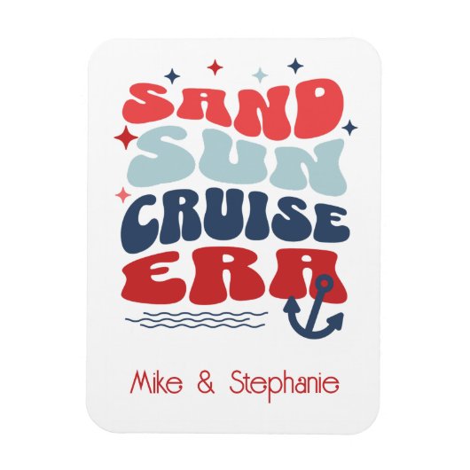 Personalized Retro Cruise Family Name マグネット (縦)