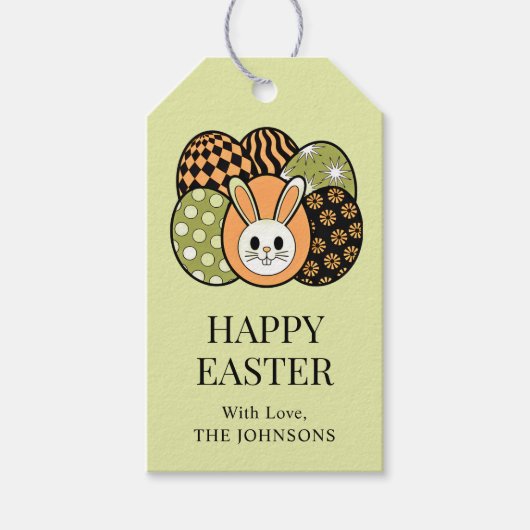 Personalized Retro Easter Bunny Gift Tag ギフトタグ (正面)