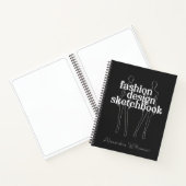 Personalized Retro Fashion Design Sketchbook Black ノートブック (内部)