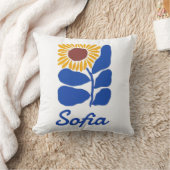 Personalized Retro Floral Daisy Custom Name Gift クッション (ブランケット)