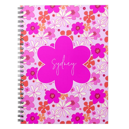 Personalized Retro Floral Design Journal Notebook ノートブック (正面)