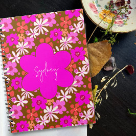 Personalized Retro Floral Design Journal Notebook ノートブック