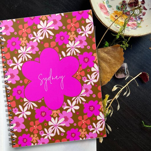 Personalized Retro Floral Design Journal Notebook ノートブック