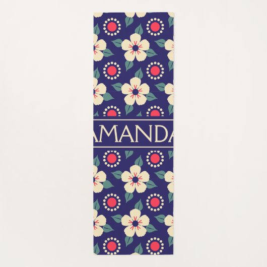 Personalized Retro Floral Pattern Yoga Mat ヨガマット (裏面)