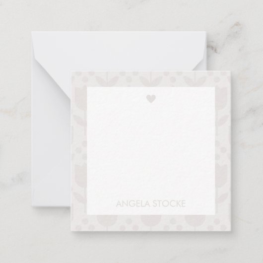 Personalized Retro Flower ノートカード (正面)