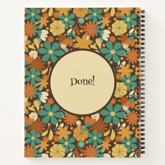 Personalized Retro Flower Power Spiral Journal ノートブック (裏面)