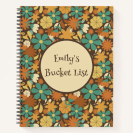 Personalized Retro Flower Power Spiral Journal ノートブック