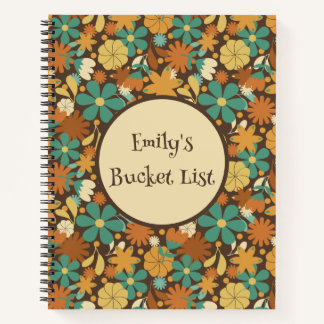 Personalized Retro Flower Power Spiral Journal ノートブック