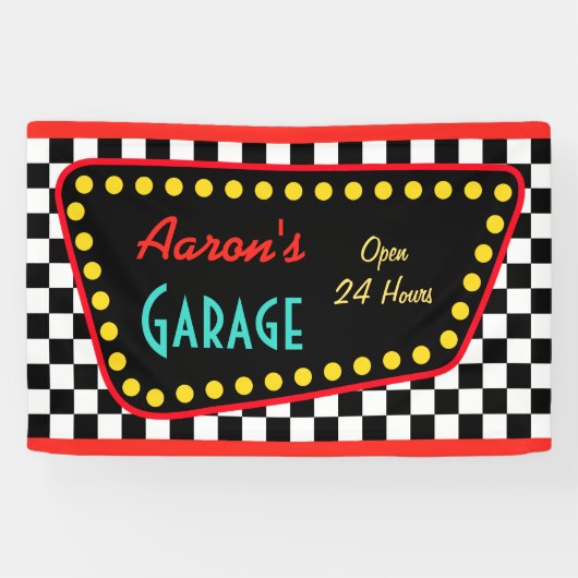 Personalized Retro Garage Sign  横断幕 (横)