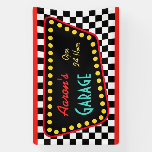 Personalized Retro Garage Sign  横断幕 (縦)