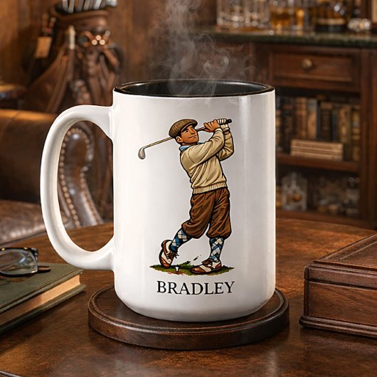 Personalized Retro Golfing Name Gift Mug ツートーンマグカップ