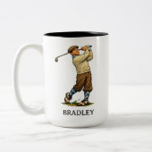 Personalized Retro Golfing Name Gift Mug ツートーンマグカップ (左)