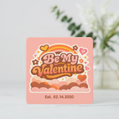 Personalized Retro Groovy Love Editable Date & Mes カード (スタンド正面)