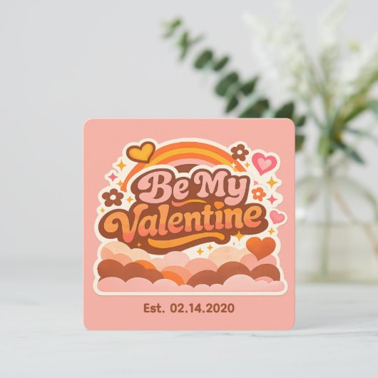 Personalized Retro Groovy Love Editable Date & Mes カード (スタンド正面)