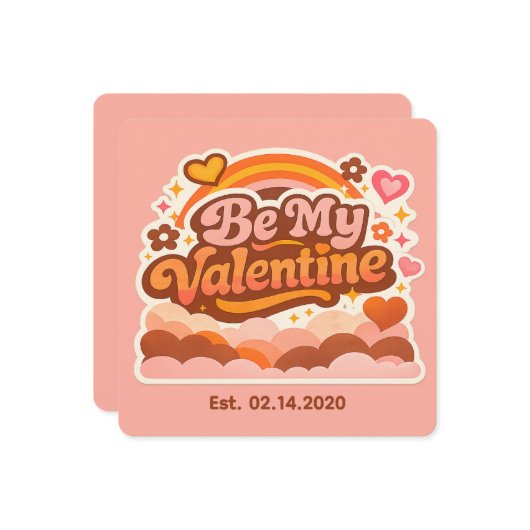 Personalized Retro Groovy Love Editable Date & Mes カード (正面/裏面インサイチュ)