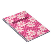 Personalized Retro Groovy Pink Daisy Flower Hippie ノートブック (右側)