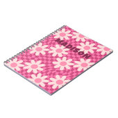 Personalized Retro Groovy Pink Daisy Flower Hippie ノートブック (左側)
