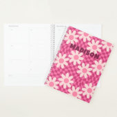 Personalized Retro Groovy Pink Daisy Flower Hippie プランナー手帳 (ディスプレー)
