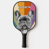 Personalized Retro Groovy Rainbow French Bulldog ピックルボールラケット (裏面)