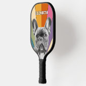Personalized Retro Groovy Rainbow French Bulldog ピックルボールラケット (左)