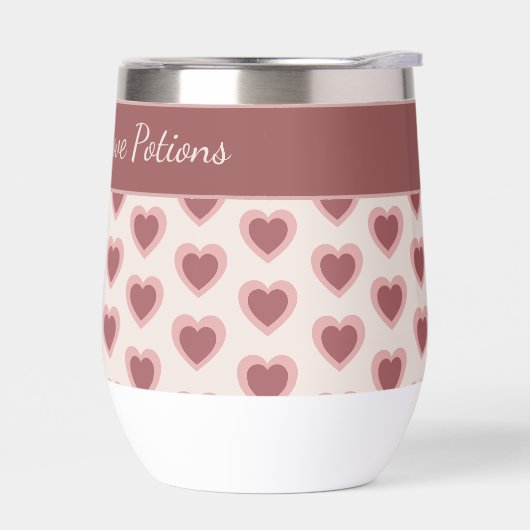 Personalized Retro Hearts Pink Burgundy (左面)