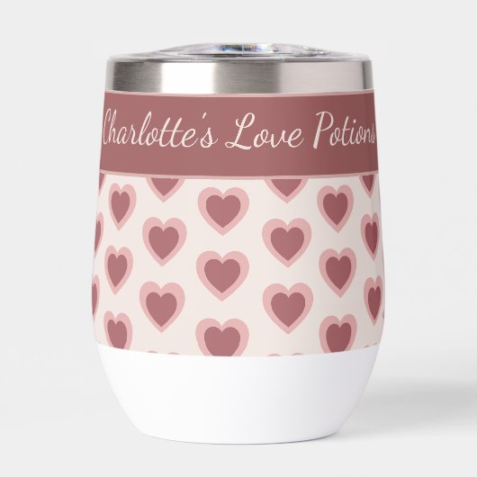 Personalized Retro Hearts Pink Burgundy (正面)