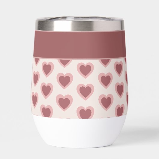 Personalized Retro Hearts Pink Burgundy (背面)