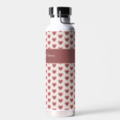 Personalized Retro Hearts Pink Burgundy ウォーターボトル (左面)