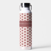 Personalized Retro Hearts Pink Burgundy ウォーターボトル (正面)