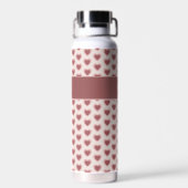 Personalized Retro Hearts Pink Burgundy ウォーターボトル (背面)