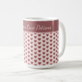 Personalized Retro Hearts Pink Burgundy コーヒーマグカップ (正面右)