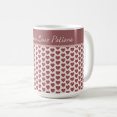 Personalized Retro Hearts Pink Burgundy コーヒーマグカップ (正面右)