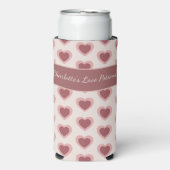 Personalized Retro Hearts Pink Burgundy スリム缶クーラー (Seltzer正面)