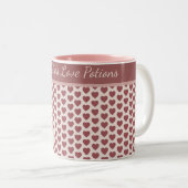 Personalized Retro Hearts Pink Burgundy ツートーンマグカップ (正面右)