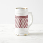 Personalized Retro Hearts Pink Burgundy ビールジョッキ (正面右)