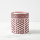 Personalized Retro Hearts Pink Burgundy マグカップ (中央)