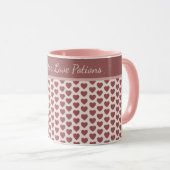 Personalized Retro Hearts Pink Burgundy マグカップ (正面右)