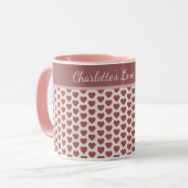 Personalized Retro Hearts Pink Burgundy マグカップ (正面左)