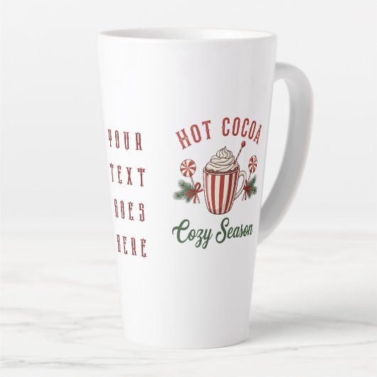 Personalized Retro Hot Cocoa Cozy Season カフェラテマグ (右アングル)