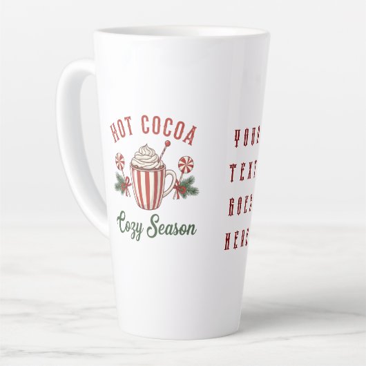 Personalized Retro Hot Cocoa Cozy Season カフェラテマグ (左アングル)