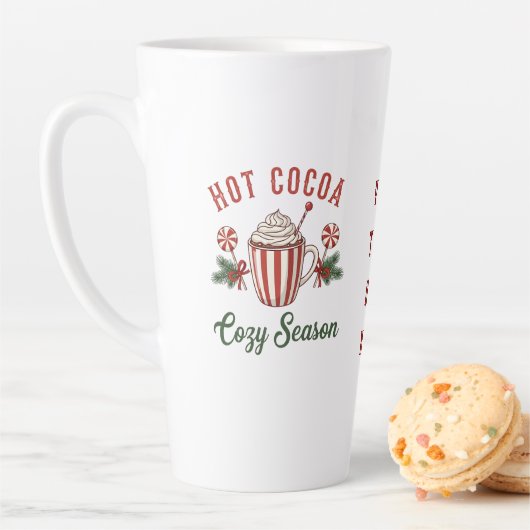 Personalized Retro Hot Cocoa Cozy Season カフェラテマグ (インサイチュ)