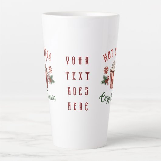 Personalized Retro Hot Cocoa Cozy Season カフェラテマグ (正面)