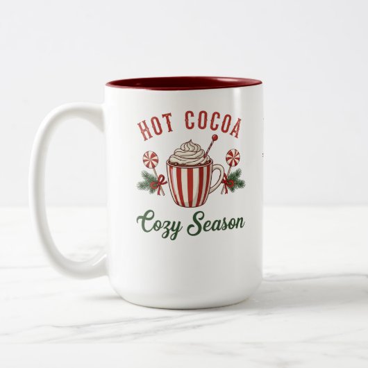 Personalized Retro Hot Cocoa Cozy Season ツートーンマグカップ (左)