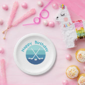 Personalized Retro Ice Hockey Birthday  ペーパープレート (パーティー)