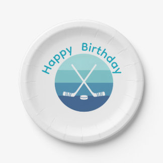 Personalized Retro Ice Hockey Birthday  ペーパープレート