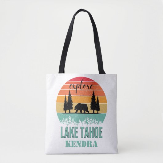 Personalized Retro Lake Tahoe California Bear  トートバッグ (正面)